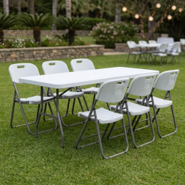 Τραπέζι Catering - Συνεδρίου Capri Megapap Πτυσσόμενο - Μονοκόμματη Επιφάνεια Χρώμα Λευκό του Πάγου 183x76x74εκ.