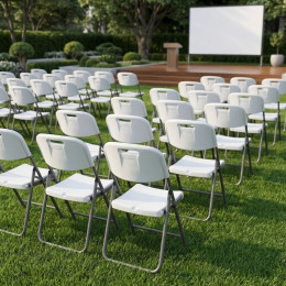 Καρέκλα Catering - Συνεδρίου Capri Megapap Πτυσσόμενη Χρώμα Λευκό του Πάγου 45x50x88εκ.