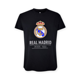 Real Madrid cf Official t-Shirt – Black 'since 1902' Crest Print – Size l (Rm1ce90)