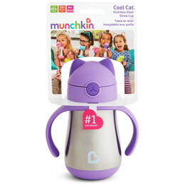 Παγουράκι-Θερμός Με Καλαμάκι Munchkin Cool Cat 237ml Μωβ 18m+ 51924
