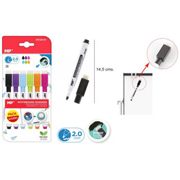 Μαρκαδόροι Πίνακα MP Με Μαγνητικό Καπάκι Και Σφουγγάρι Σετ 6 Pastel Χρωμάτων PE128-01