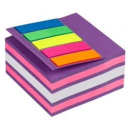 Αυτοκόλλητα Χαρτάκια Σημειώσεων MP 75x75 400φ Χρωματιστά & Δώρο 5 Σελιδοδείκτες PN187