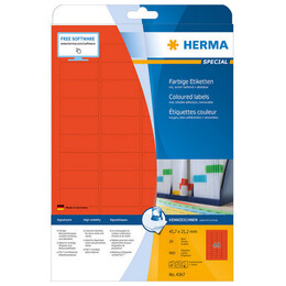 Ετικέτες Herma Κόκκινες Removable 45,7x21,2mm 20 Φύλλα 960 Ετικέτες No 4367