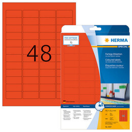 Ετικέτες Herma Κόκκινες Removable 45,7x21,2mm 20 Φύλλα 960 Ετικέτες No 4367