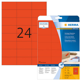 Ετικέτες Herma Κόκκινες Removable 70x37mm 20 Φύλλα 480 Ετικέτες No 4467