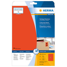 Ετικέτες Herma Κόκκινες Removable 210x297mm 20 Φύλλα 20 Ετικέτες No 4422
