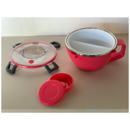 Ecolife Φαγητοδοχείο thermos 850ml | Με χώρισμα Κόκκινο/Ροζ