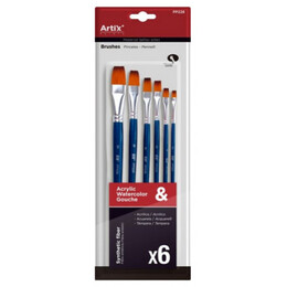 Πινέλα Πλακέ Artix Paints Σετ 6τμχ (No 2-4-6-8-10-12) PP228