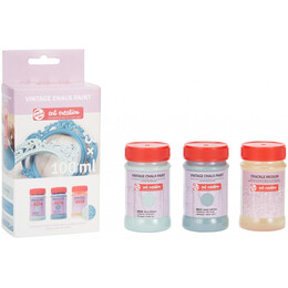 Χρώμα Κιμωλίας Art Creation Royal Talens Vintage Chalk Paint Set Blues 2 x 100 ml + Crackle Medium
