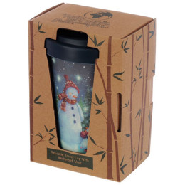 Κούπα - Ποτήρι - Jan Pashley Christmas Snowman Reusable Screw Top Bamboo Composite Travel Mug XBAMB187