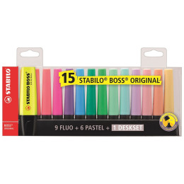 Μαρκαδόροι Υπογράμμισης Stabilo Boss Deskset 15 Χρωμάτων + 2 ΔΩΡΟ 7015/01