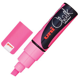 Μαρκαδόρος Υγρής Κιμωλίας Uni Chalk Marker PWE-8K Fluo Pink