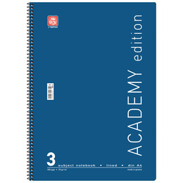 Τετράδιο Σπιράλ 3 Θεμ. Academy Α4 4533Α Μπλε