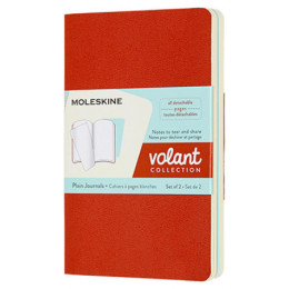 Moleskine Volant Pocket Plain Coral Orange Aquamarine Blue Set 2pcs