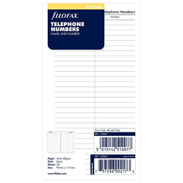 Ανταλλακτικά Φύλλα Filofax Personal Όνομα, Τηλέφωνο 130207