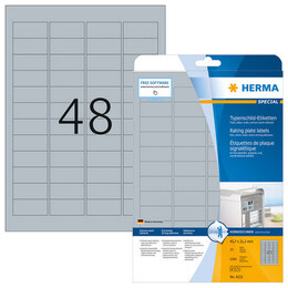 Ετικέτες Ασημί Ματ Herma 45.7x21.2mm 25 Φύλλα 1200 Ετικέτες No 4221