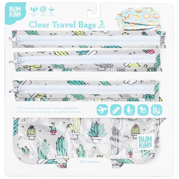 Σετ Παιδικά Τσαντάκια Ταξιδιού Bumkins Clear Travel Bag Cacti 3τμχ 3309111