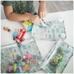 Σετ Παιδικά Τσαντάκια Ταξιδιού Bumkins Clear Travel Bag Cacti 3τμχ 3309111