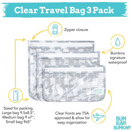 Σετ Παιδικά Τσαντάκια Ταξιδιού Bumkins Clear Travel Bag Cacti 3τμχ 3309111