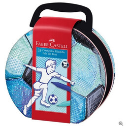 Μαρκαδόροι Connector Faber-Castell Λεπτοί Ζωγραφικής Σε Μεταλλική Κασετίνα Ποδόσφαιρο 33 Χρώματα 155538