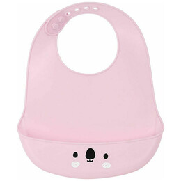 Σαλιάρα Σιλικόνης Safta με Κουμπί Pink Koala