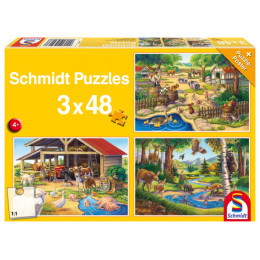 Παζλ 3 Χ 48 τεμάχια Schmidt - Αγαπημένα μου Ζωάκια 56203