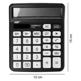 MP Αριθμομηχανή PE028 Ηλιακό & Μπαταρίες 12 Ψηφία Μαύρο PE028