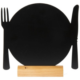 Μαυροπίνακας Επιτραπέζιος Securit Διπλής Όψης με Ξύλινη Βάση Πιάτο FBT-PLATE