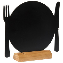 Μαυροπίνακας Επιτραπέζιος Securit Διπλής Όψης με Ξύλινη Βάση Πιάτο FBT-PLATE