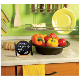 Μαυροπίνακες Mini Επιτραπέζιοι Securit Διπλής Όψης με Ξύλινη Βάση Πιάτα Σετ 3 τεμαχίων FBT-PLATE-3