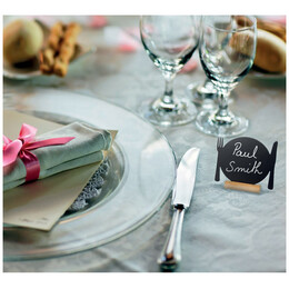 Μαυροπίνακες Mini Επιτραπέζιοι Securit Διπλής Όψης με Ξύλινη Βάση Πιάτα Σετ 3 τεμαχίων FBT-PLATE-3