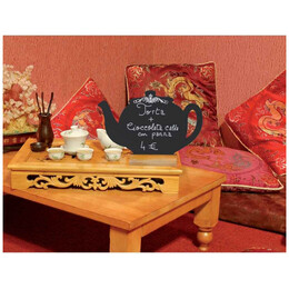 Μαυροπίνακας Επιτραπέζιος Securit Διπλής Όψης με Ξύλινη Βάση Τσαγιέρα FBT-TEAPOT