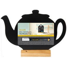 Μαυροπίνακας Επιτραπέζιος Securit Διπλής Όψης με Ξύλινη Βάση Τσαγιέρα FBT-TEAPOT