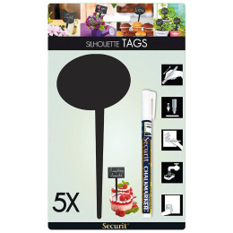 Πινακάκια Μαυροπίνακα Securit Καρφωτά Διπλής Όψης Στρογγυλά Σετ 5 τεμαχίων TAG-BUBBLE-5