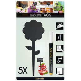 Πινακάκια Μαυροπίνακα Securit Καρφωτά Διπλής Όψης Λουλούδι Σετ 5 τεμαχίων TAG-FLOWER-5