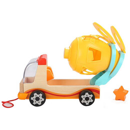 Ξύλινη Συρόμενη Μπετονιέρα με Σχήματα Top Bright Mixer Truck with Shape Sorter 120308