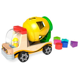 Ξύλινη Συρόμενη Μπετονιέρα με Σχήματα Top Bright Mixer Truck with Shape Sorter 120308