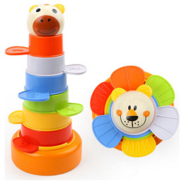 Ξύλινη Πυραμίδα Ταξινόμησης Ζωάκι Top Bright Animal Stacking 120322