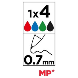 Στυλό διαρκείας 4 χρωμάτων MP PE199P εξωτερικού χρώματος ρόζ