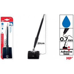 Στυλό Γκισέ πάγκου ταμείου πενοστάτης με αυτοκόλλητη βάση μαύρη και μπλε μελάνι MP PE264