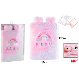 Τετράδιο(notebook) ουράνιο τόξο σημειωματάριο παιδικό Α5 15χ21 εκ  (μέ υφή γούνας-χνούδι) MP PB832-03