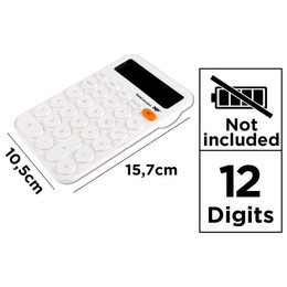 Αριθμομηχανή MP 10,5 χ 15,7εκ Μπαταρίας 12 Ψηφία Λευκή PE031-2