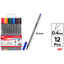 Μαρκαδόροι Γραφής MP 0.4mm Σετ 12τμχ PE185