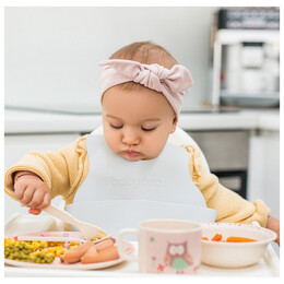 Σαλιάρα Σιλικόνης BabyOno Με Θήκη Περισυλλογής Τροφής Γκρι BN835