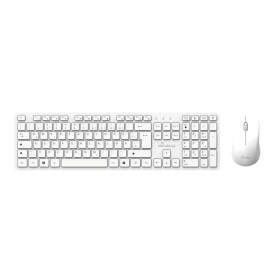 Mediarange Wireless Keyboard and Mouse Set, Qwerty (Gr), Function Keys, 3-Button Mouse,1.200 Dpi, Symmetrical, Dongle, White (Mros278-gr)