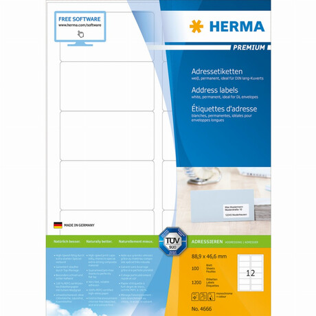 Herma Ετικέτες λευκές 88,9x46,6