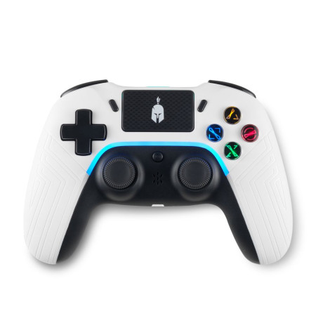 Spartan Gear - Aspis 4 Wired  Wireless Controller (Compatible With pc [Wired] and Playstation 4 [Wireless]) (White/black)