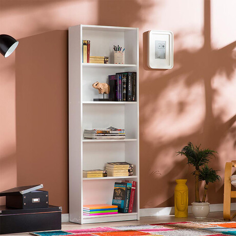 Βιβλιοθήκη max Megapap σε Χρώμα Λευκό 58x23x170εκ.
