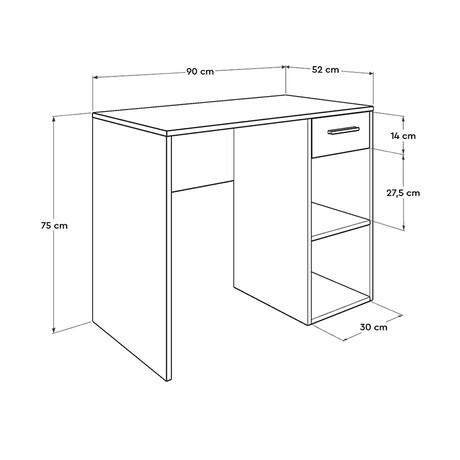 Γραφείο Concept Megapap σε Χρώμα Καρυδί 90x52x75εκ.