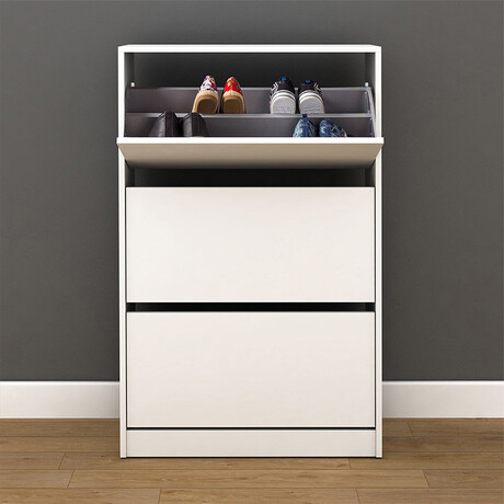 Παπουτσοθήκη Flat duo Megapap 18 Ζεύγων σε Χρώμα Λευκό 73x26x119εκ.